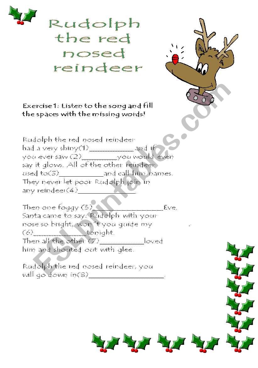 Xmas song worksheet