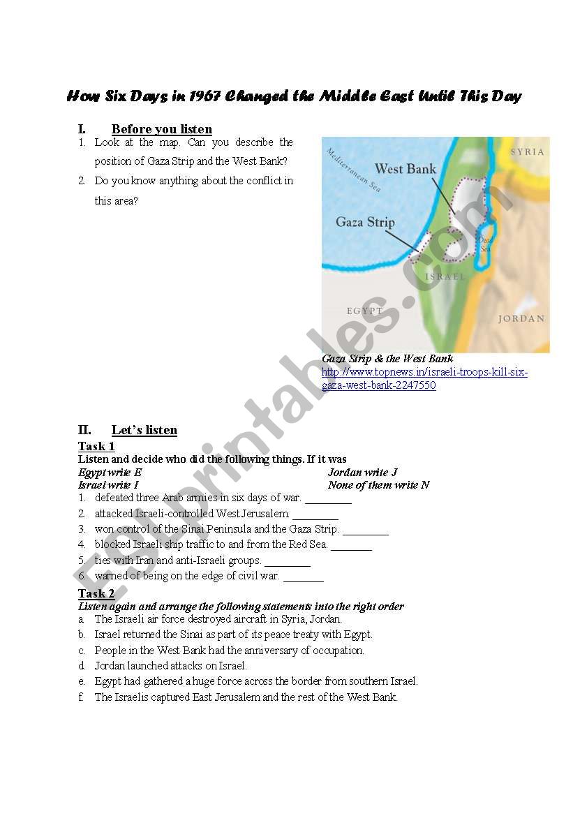 Middle East worksheet