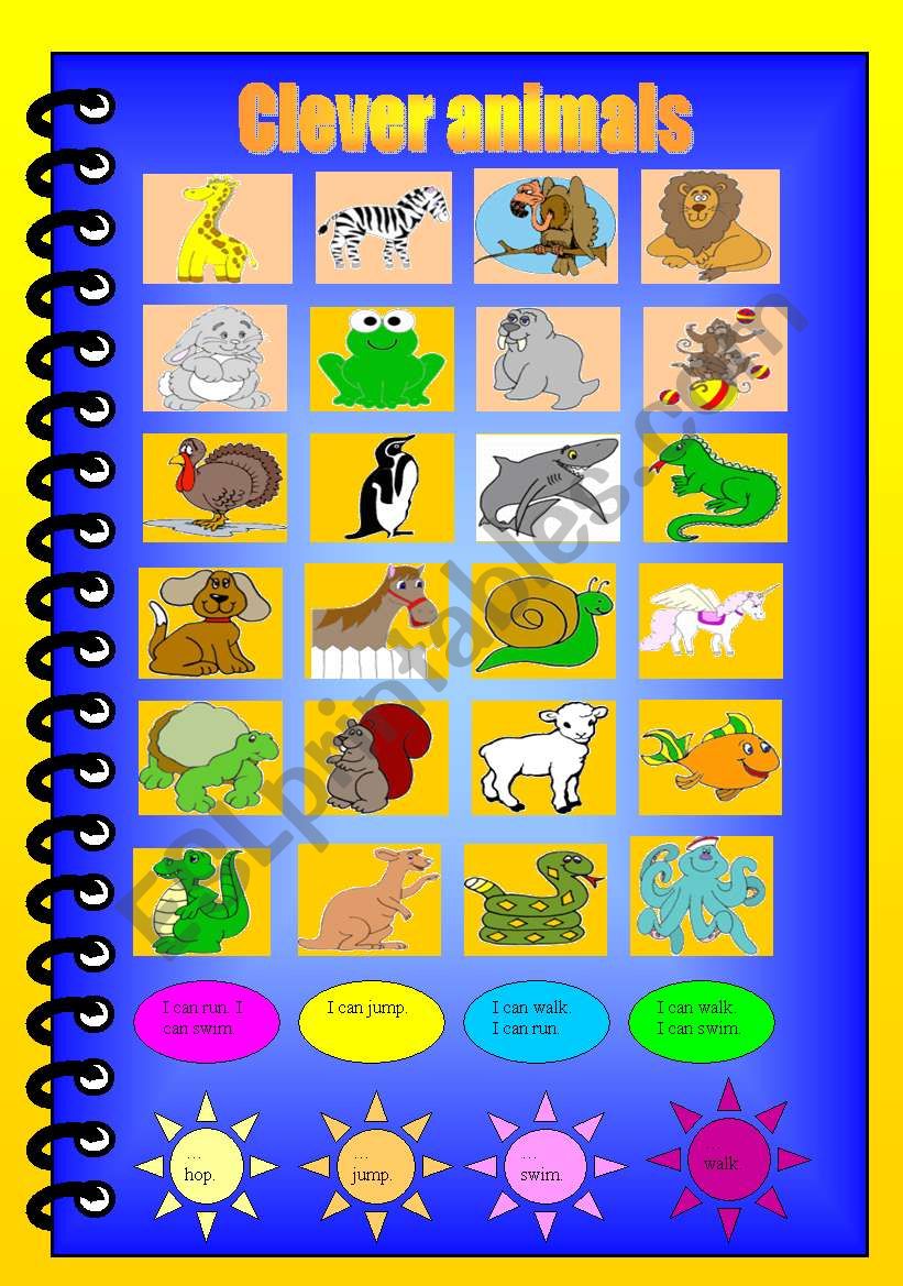 CLEVER ANIMALS - matching and speaking activity! - ESL worksheet by