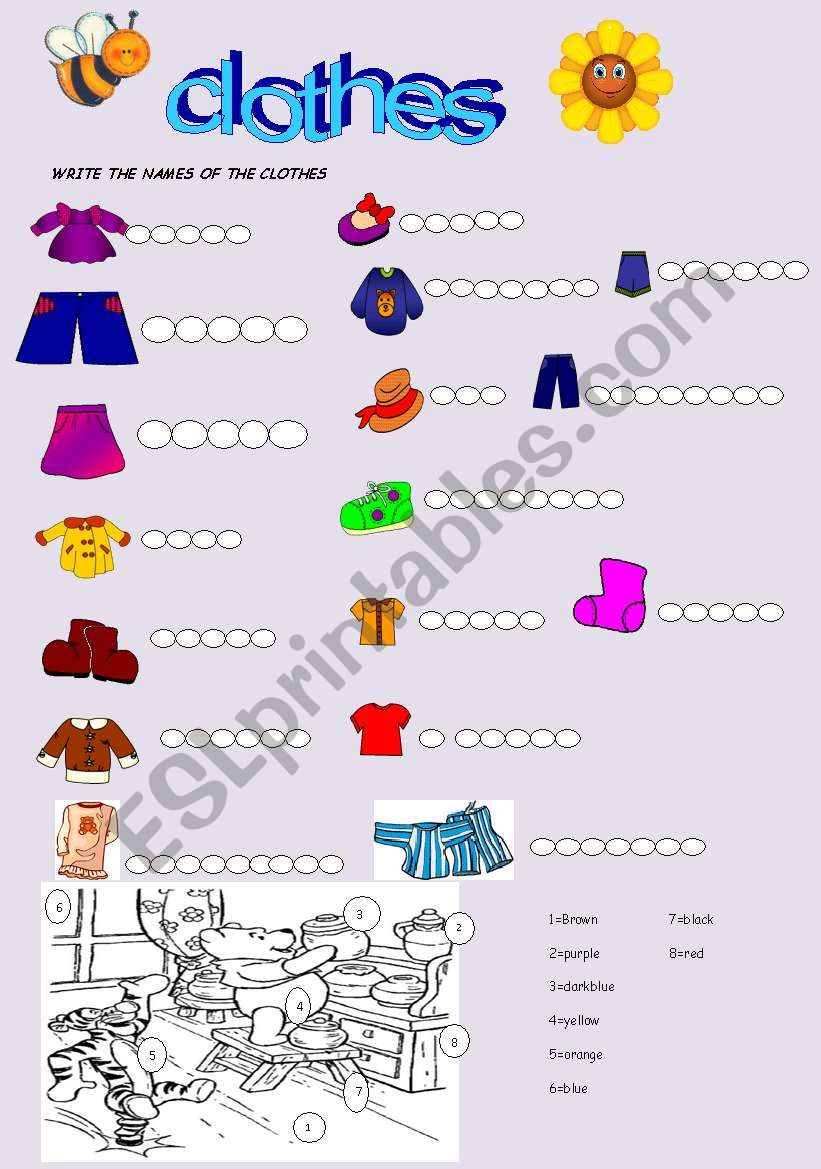 clothes and colors worksheet