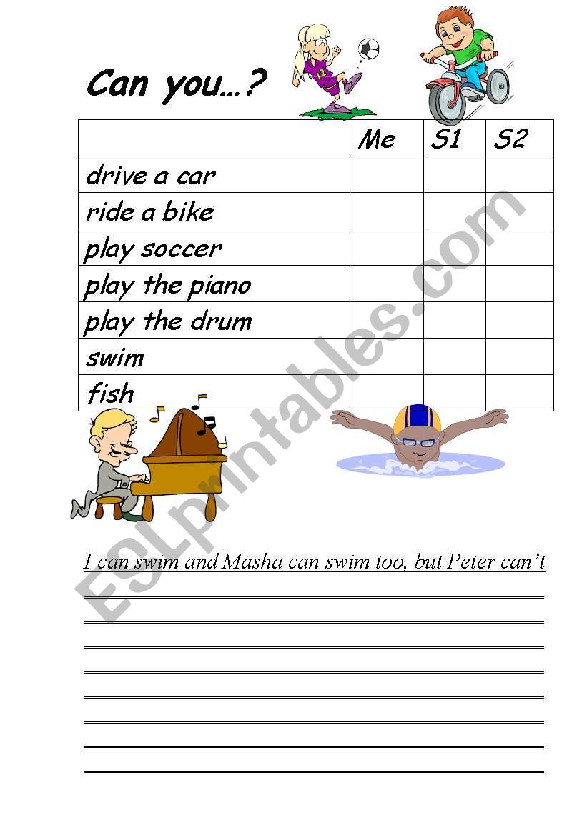 Can you...? worksheet