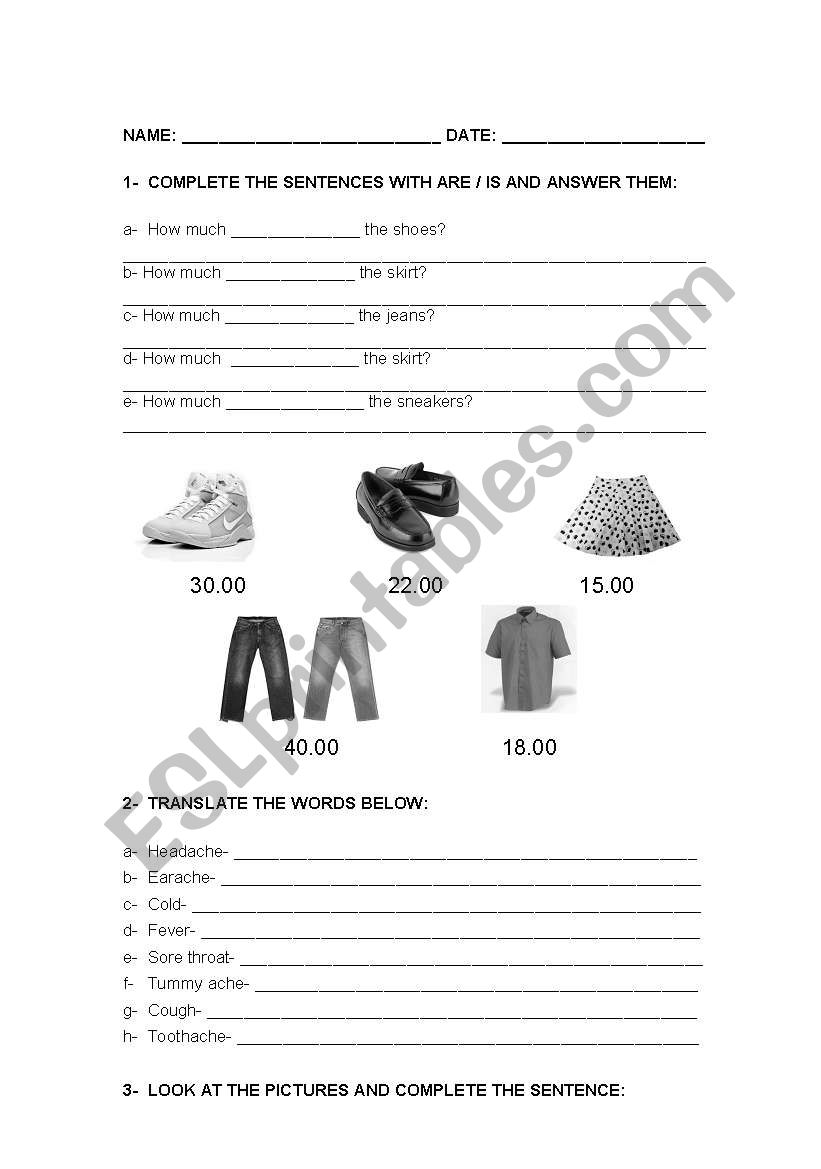 TESTS worksheet