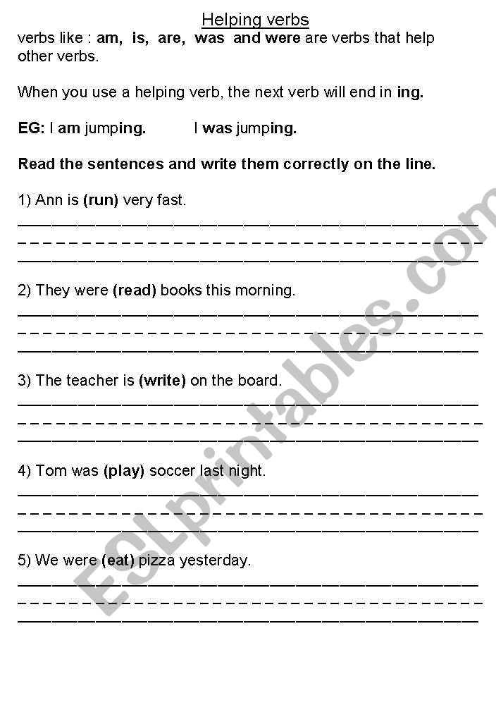 verbs with ing. worksheet