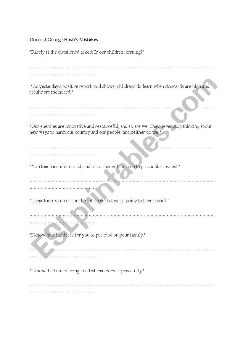 Bushisms worksheet