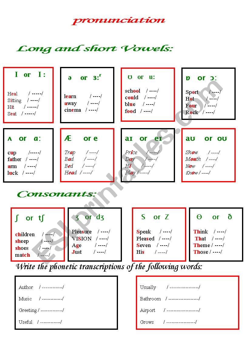 Pronunciation ESL Worksheet By Nasnous