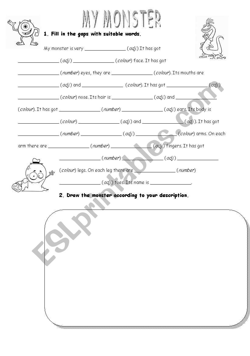 My monster worksheet