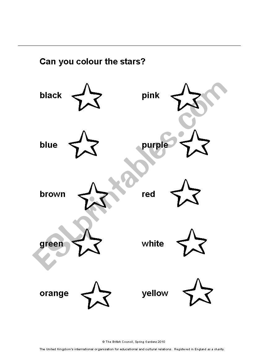 Colour stars worksheet