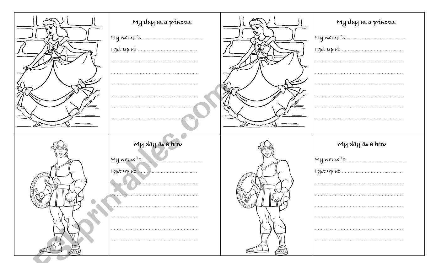 my life as a hero / princess worksheet