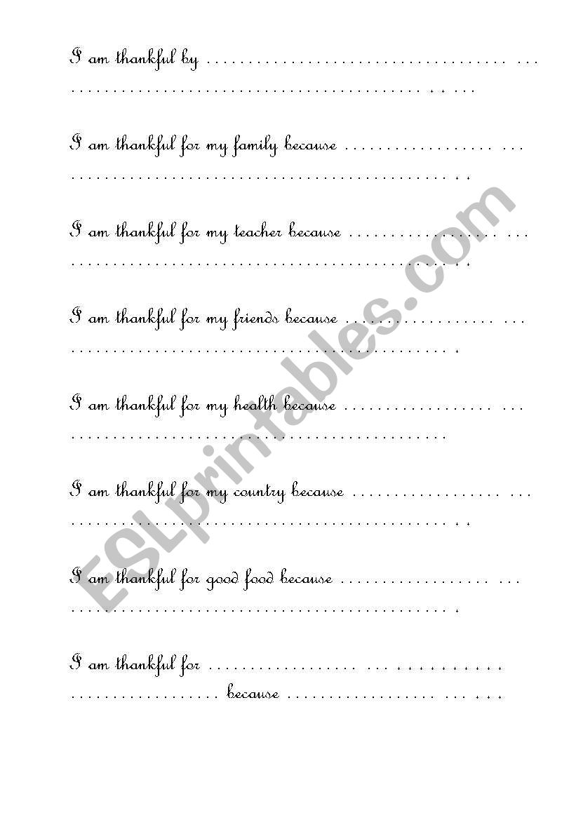 Thanksgiving worksheet