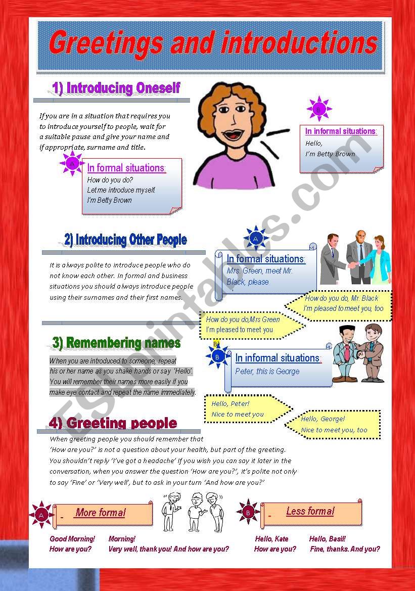 Greetings And Introductions ESL Worksheet By Savvinka