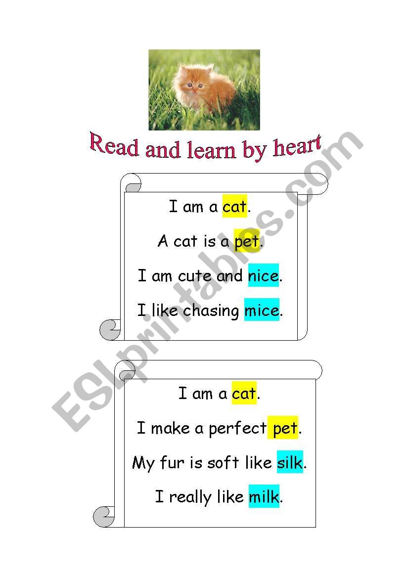 I Am A Cat rhymes ESL Worksheet By Chud