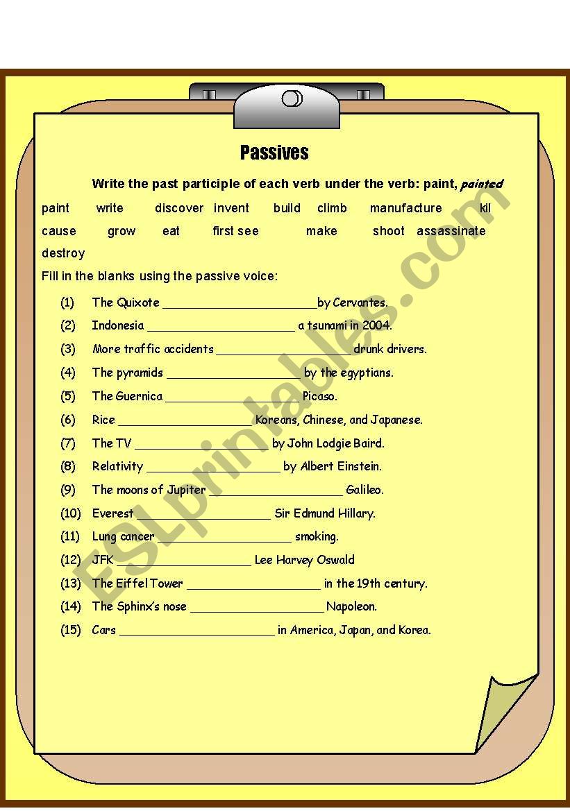 Passives worksheet