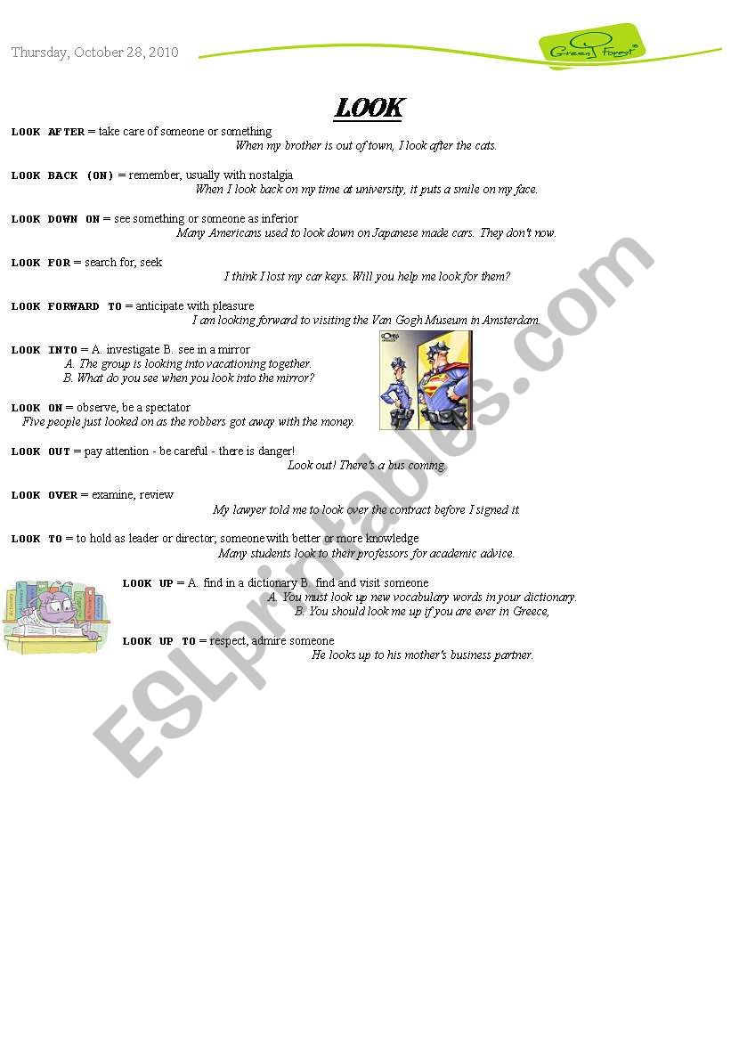 Phrasal verb LOOK worksheet