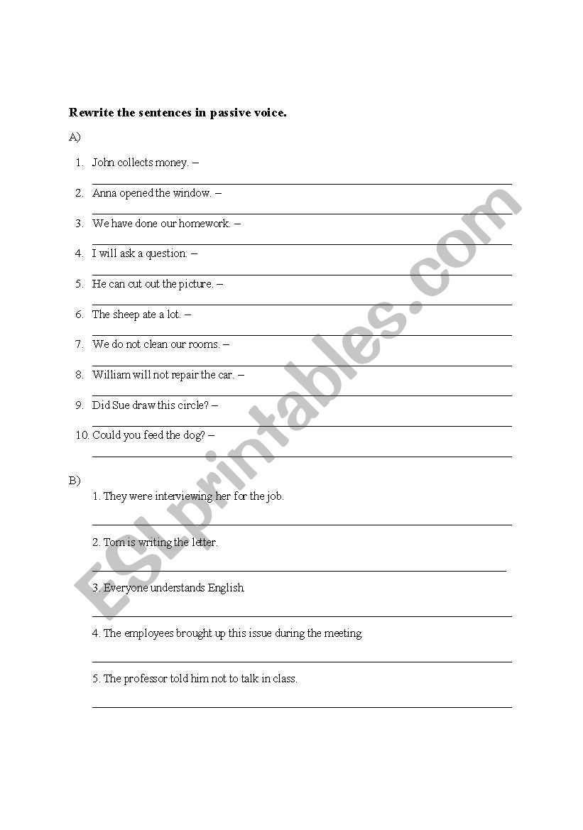 passive voice worksheet