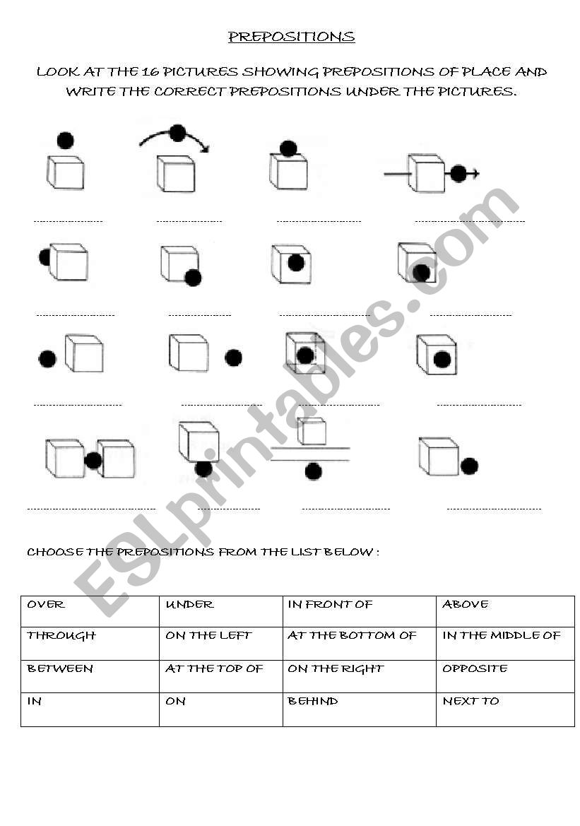 PREPOSITIONS OF PLACE - ESL worksheet by brolman02