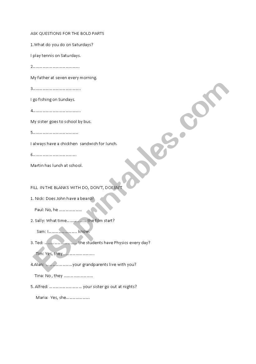 simple present tense worksheet