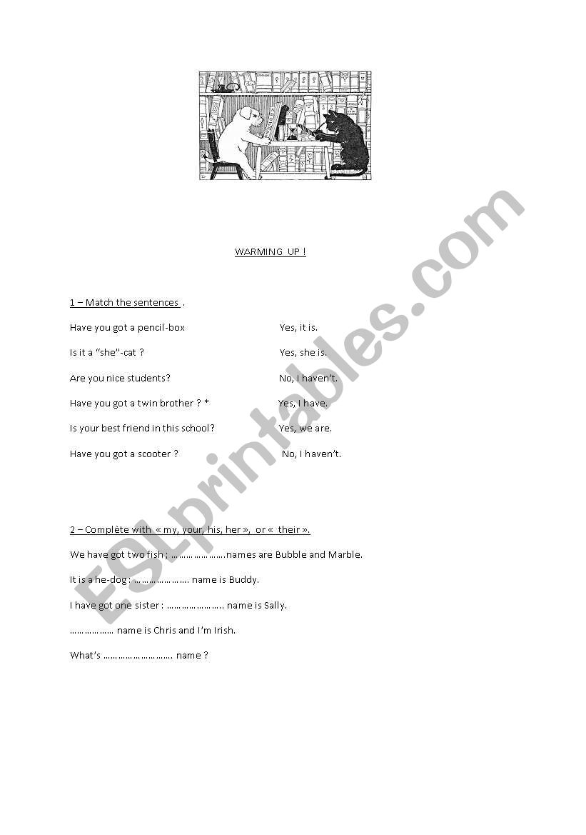 Warming Up worksheet