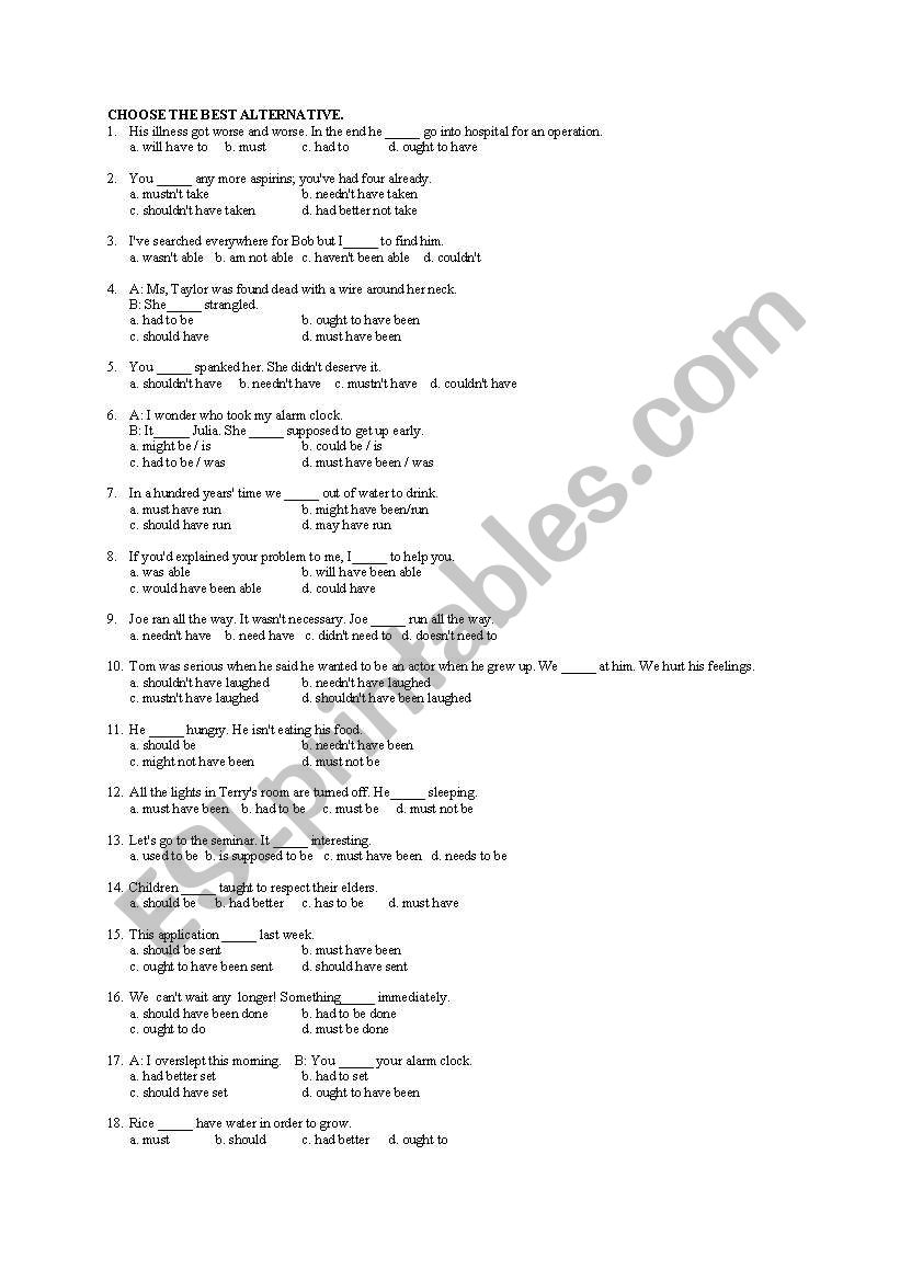 Modals Mixed worksheet