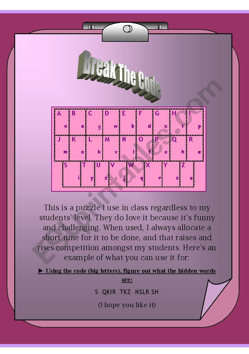 break-the-code-word-puzzle-esl-worksheet-by-lua-jzr