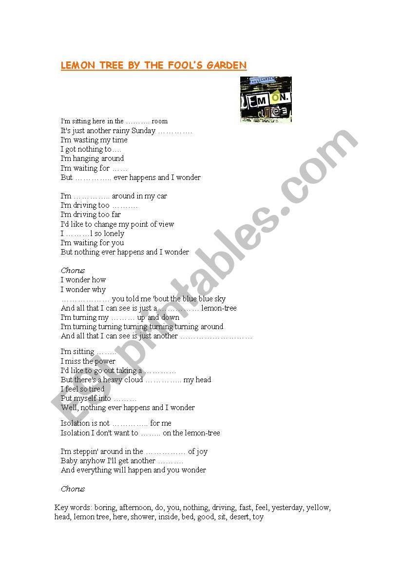 lemon tree song worksheet