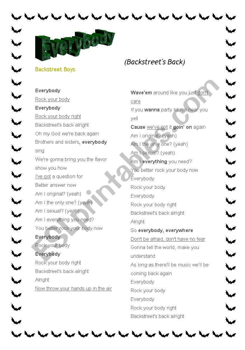 English worksheets: Verbs - Backstreet Boys Inconsolable song