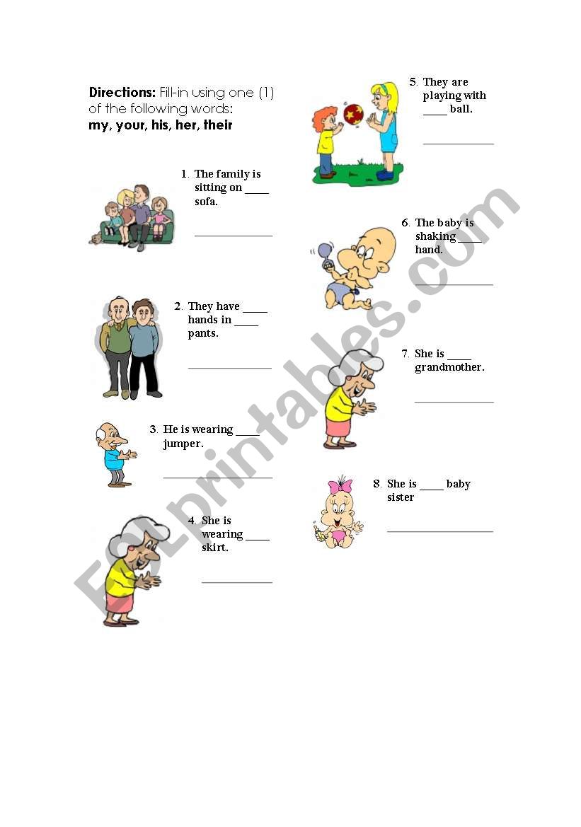 Possessives worksheet