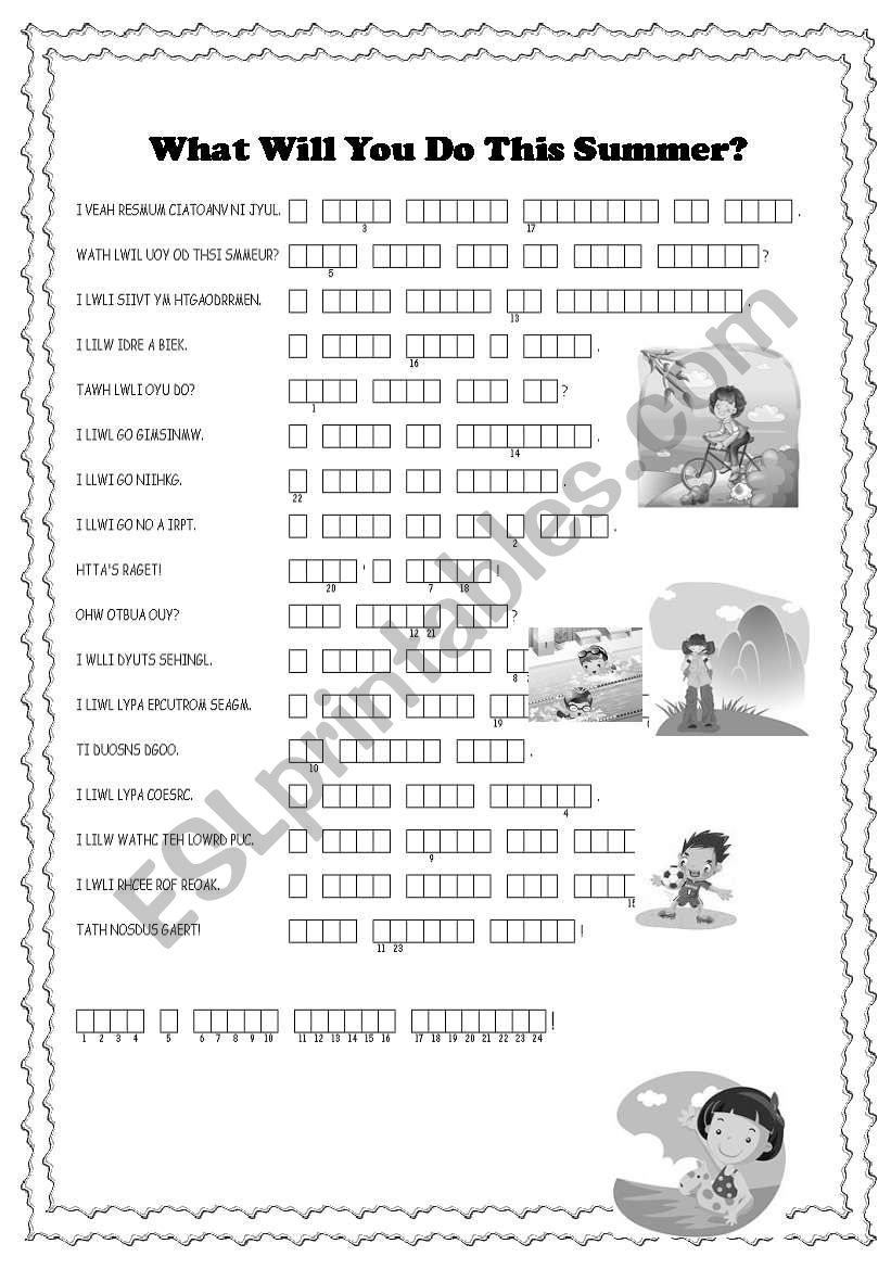 summer activities worksheet