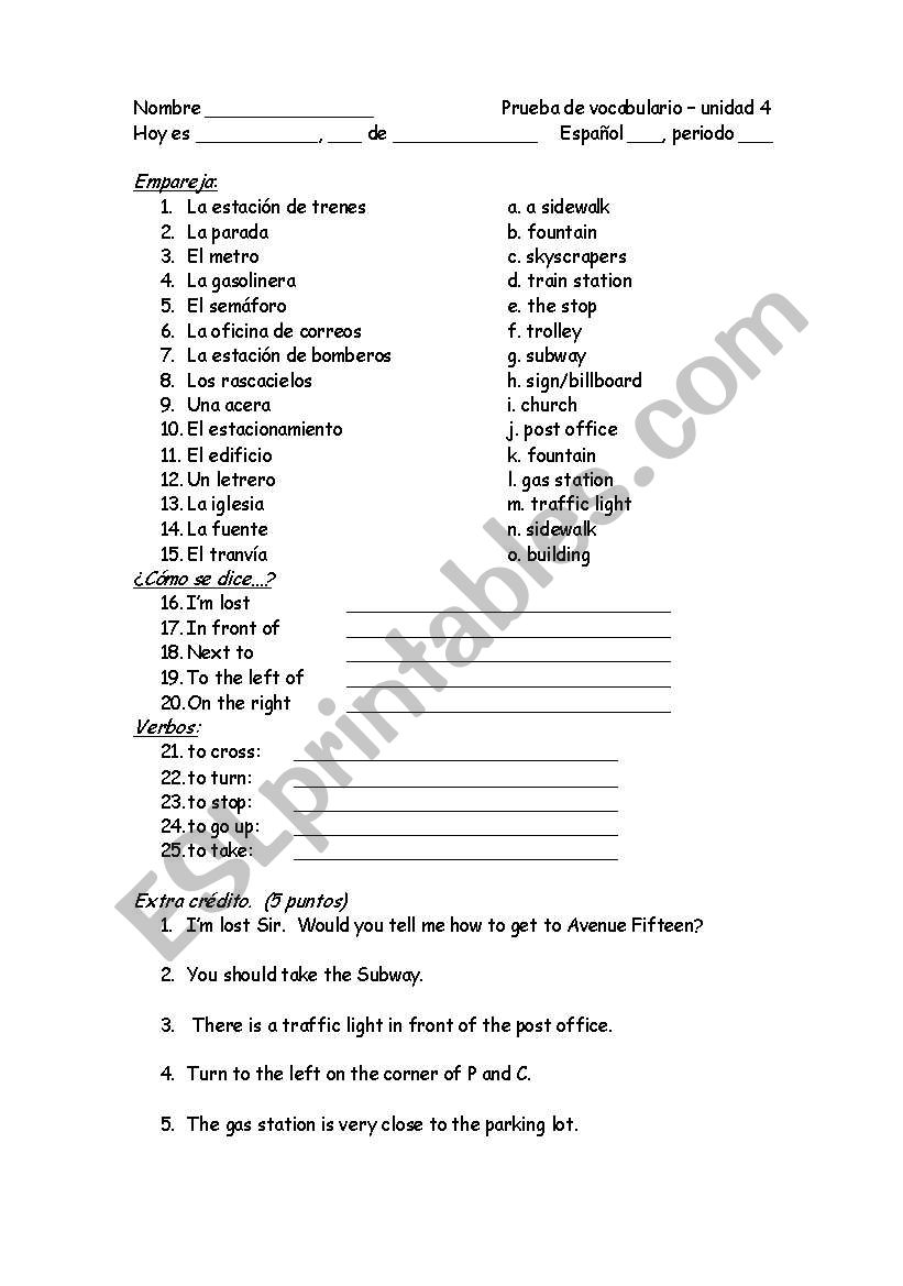 Directions  worksheet