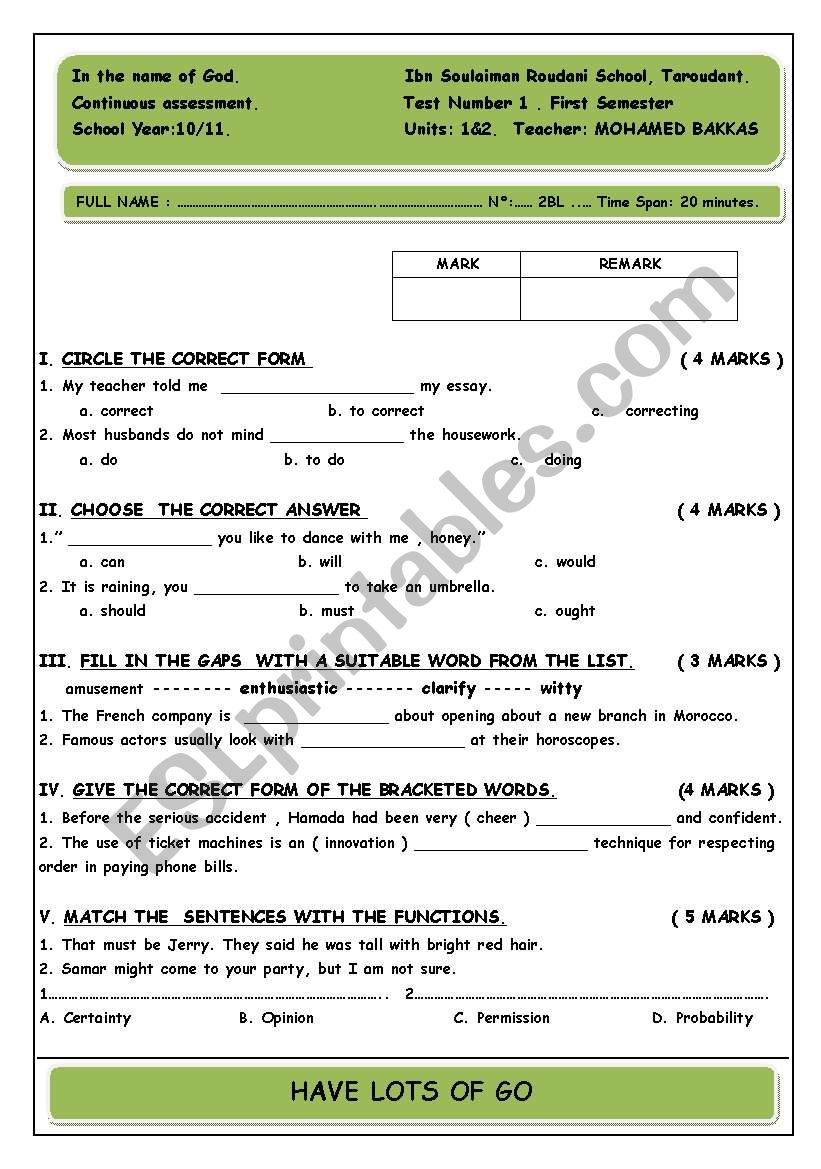 another quiz worksheet