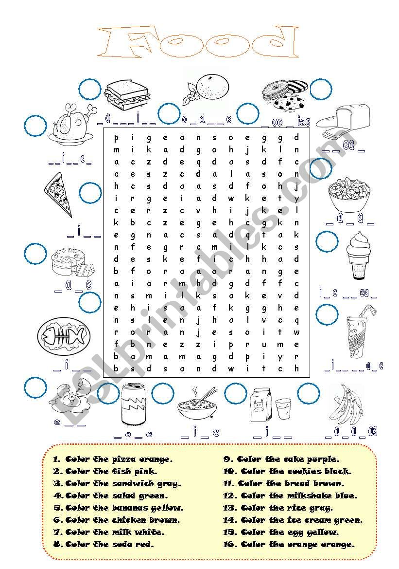 Food Activities worksheet