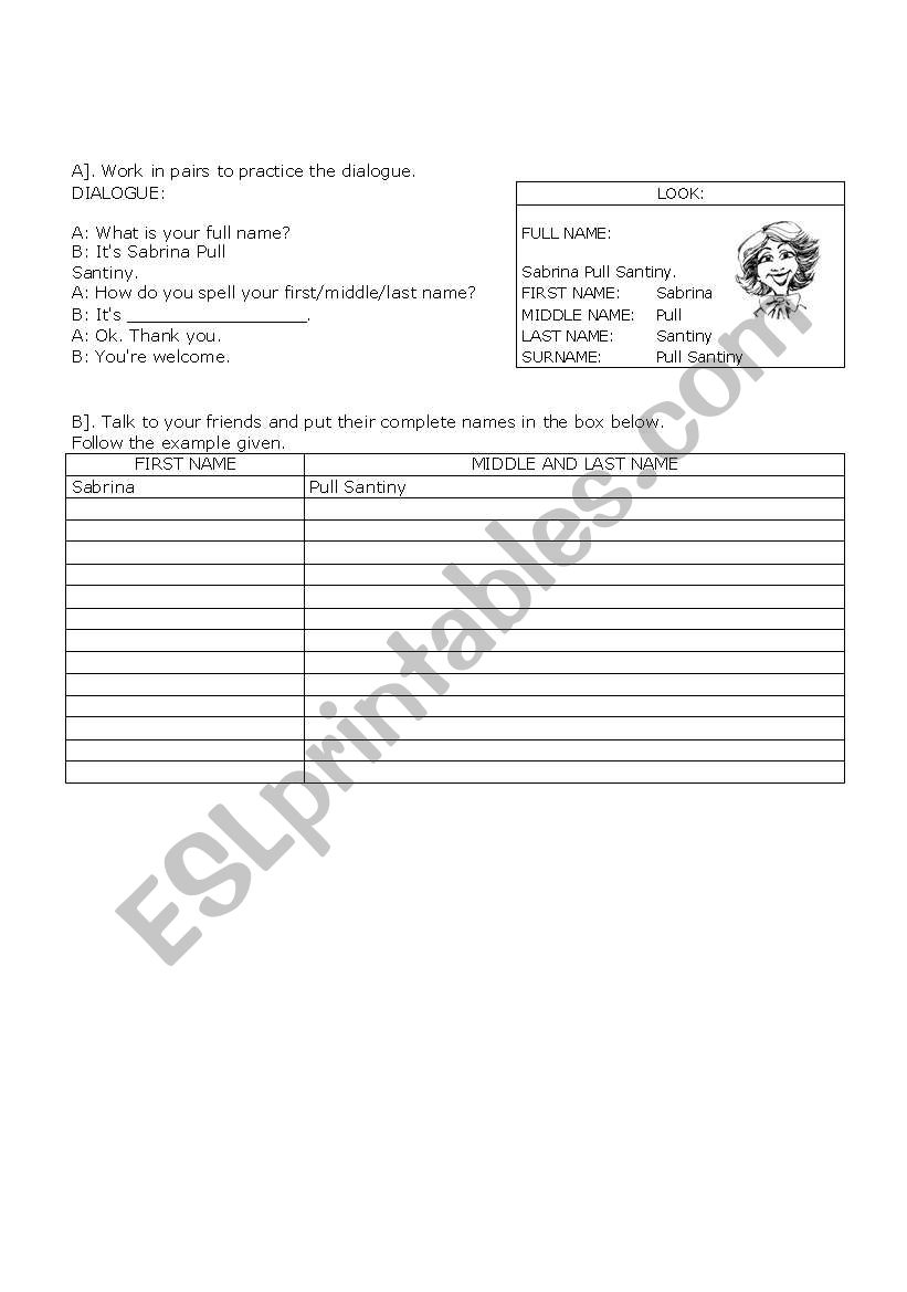 Spelling worksheet