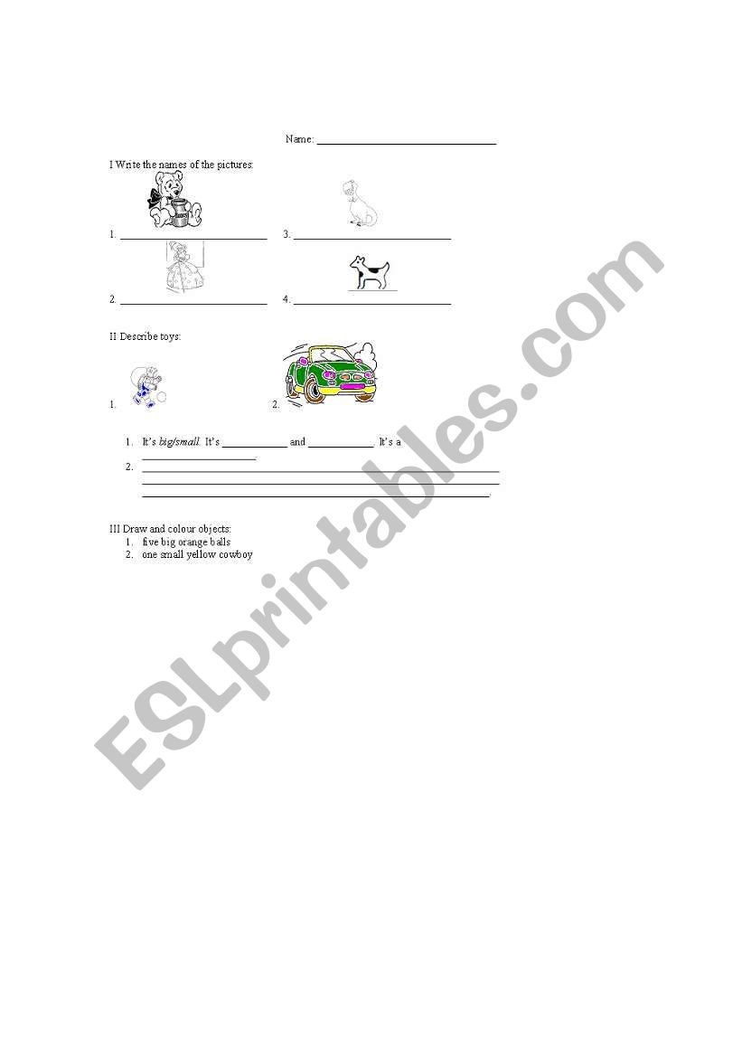 toys description worksheet