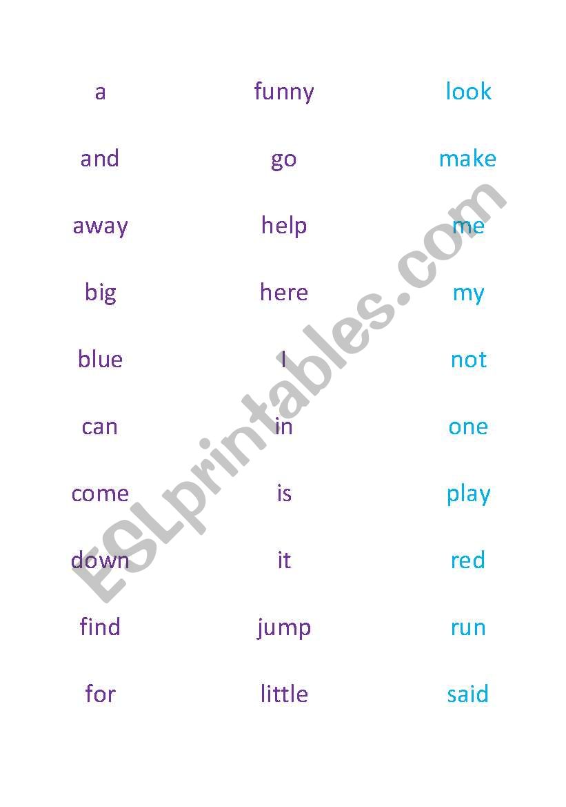 High Frequency Word Labels worksheet