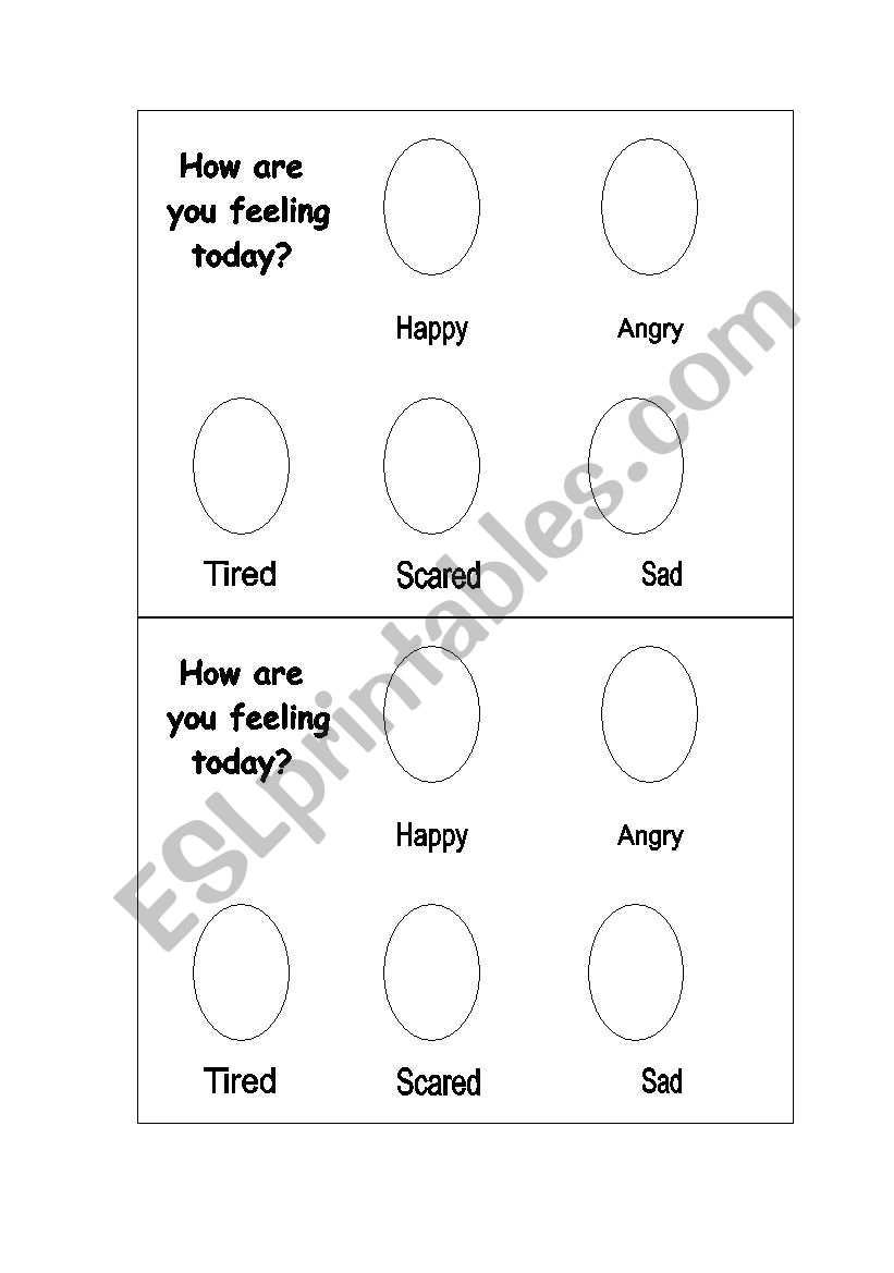 How are you feeling today? worksheet