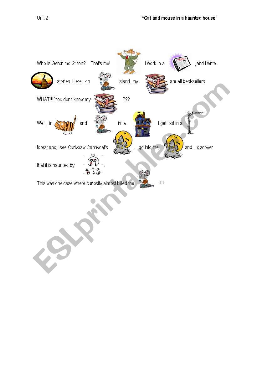 English Worksheets Cat And Mouse In A Haunted House