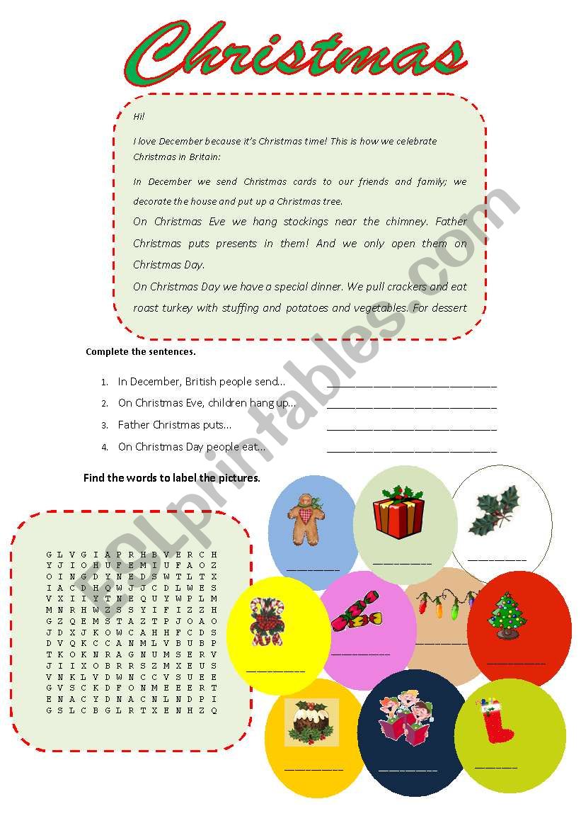 Christmas worksheet