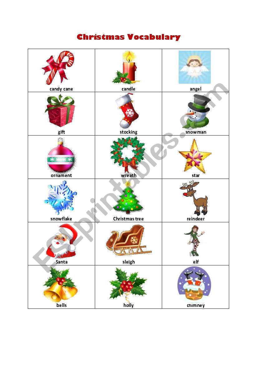 Christmas Vocabulary worksheet