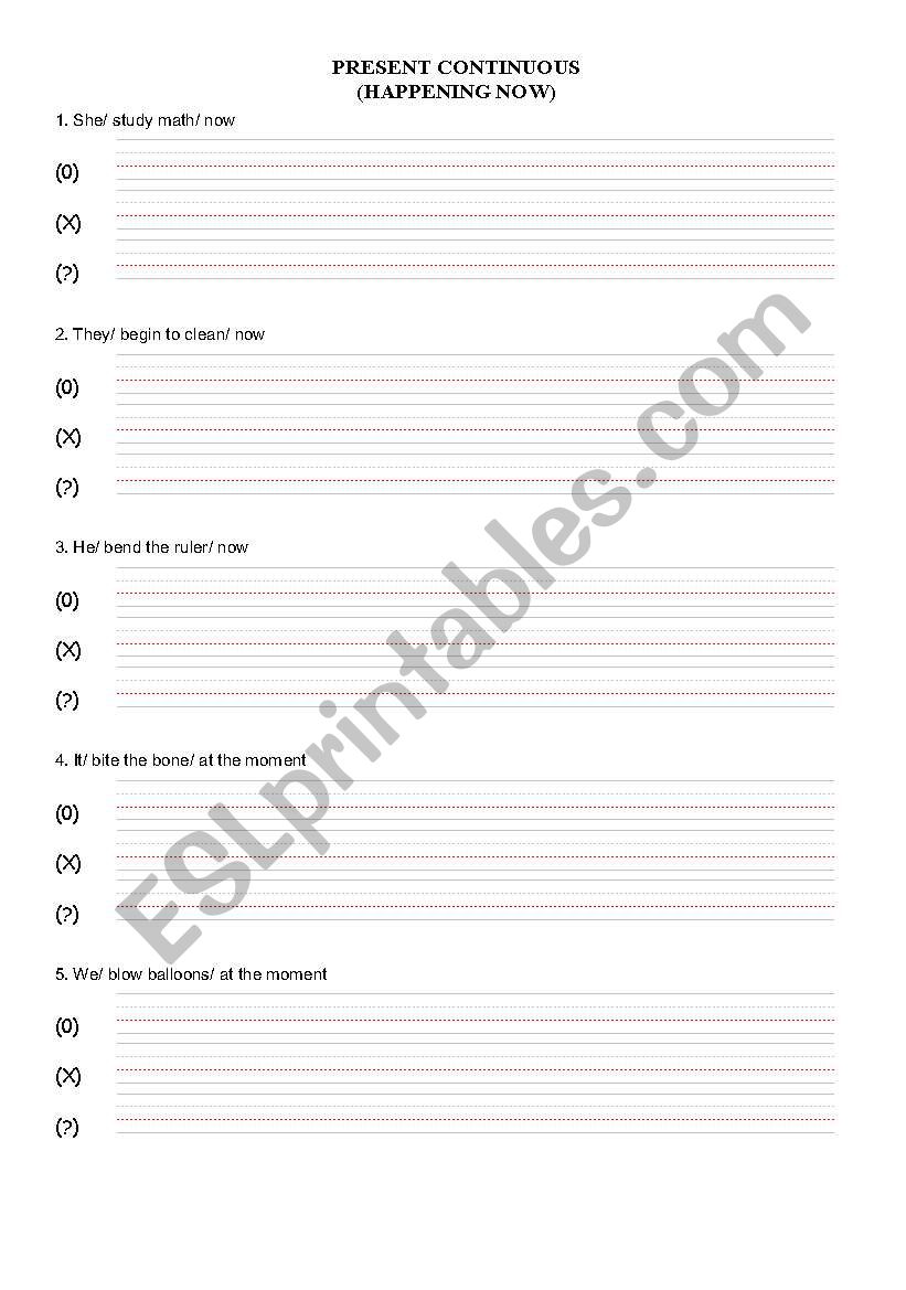 Grammar: Present Continuous Writing Sheet