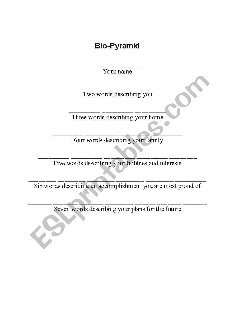 Bio Poem worksheet