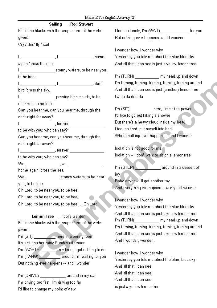 Sailing&Lemontree worksheet