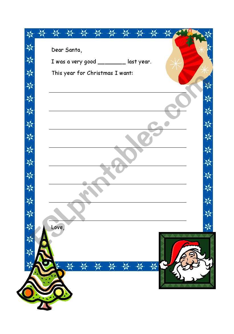 Santas letter worksheet