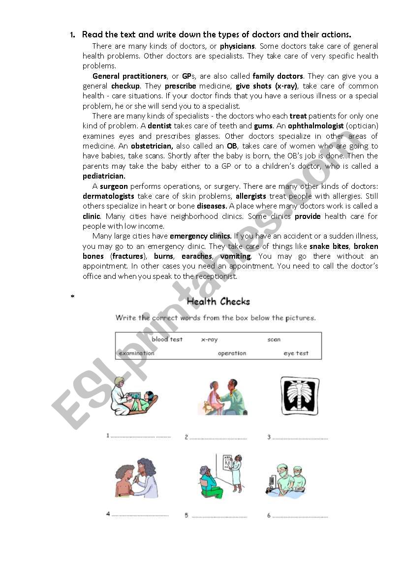 Health part 2 worksheet