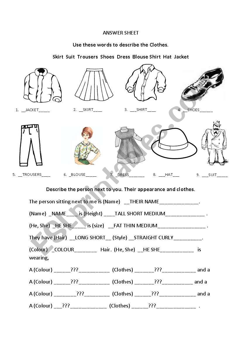 Describing people and their clothes. - ESL worksheet by nashslash