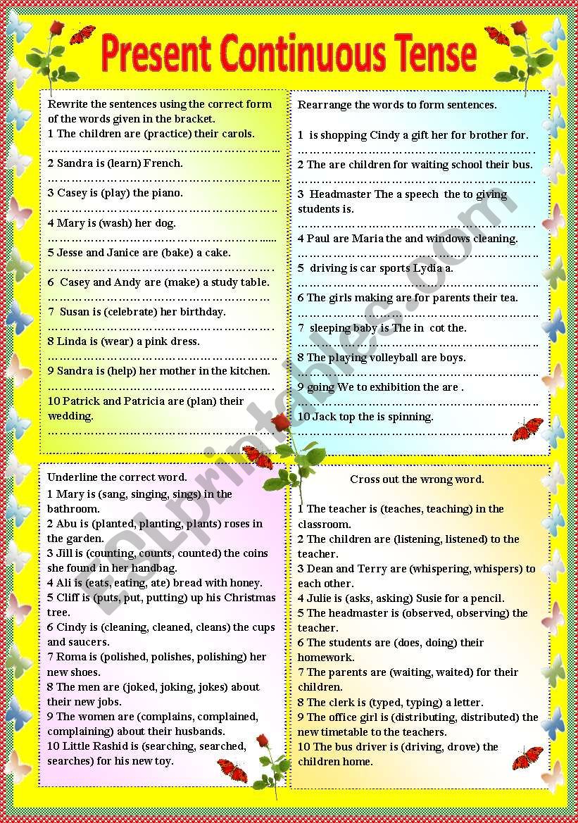 Present Continuous Tense with Answer Key ESL worksheet by Sharin Raj