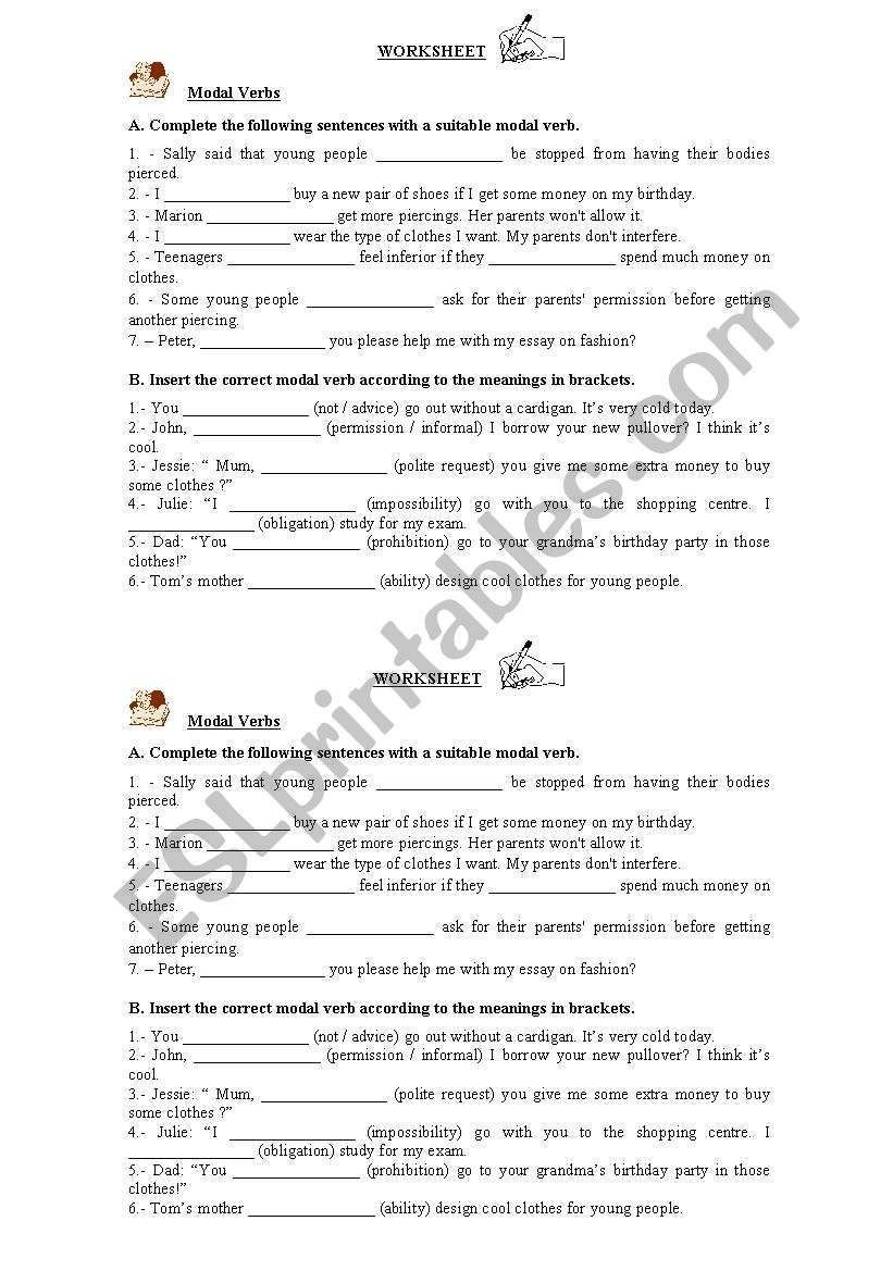 Modal Verbs worksheet