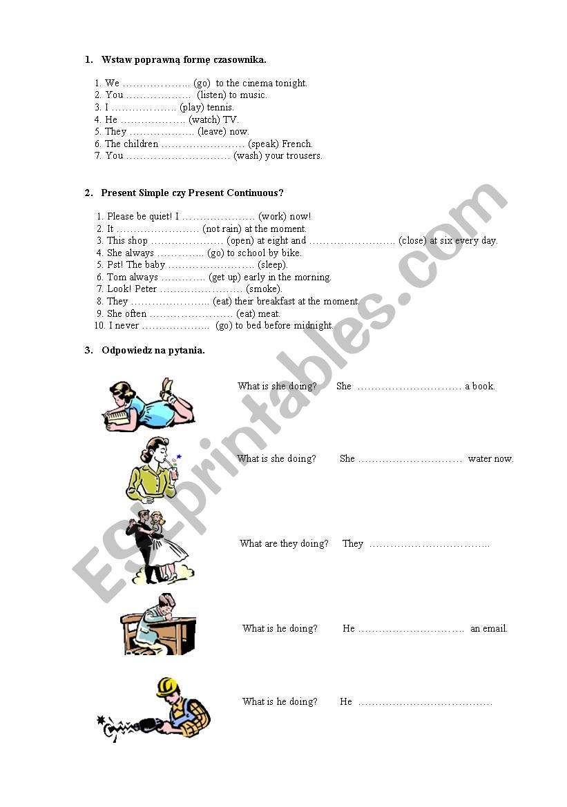 Present Continuous worksheet