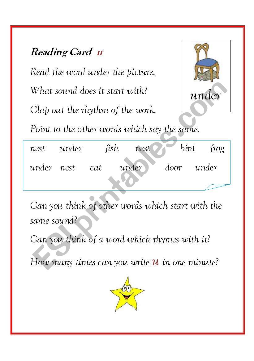 homework reading cards set 3 worksheet