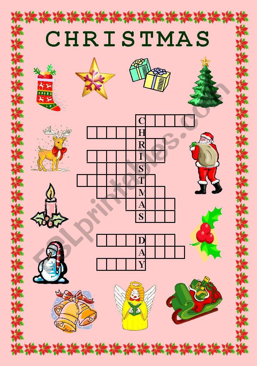 xmas crossword worksheet