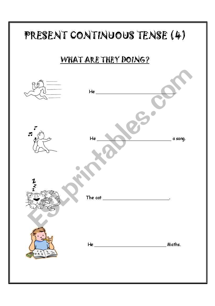 PRESENT CONTINUOUS TENSE with a pictionary - 2nd PART - Pages 4,5,6