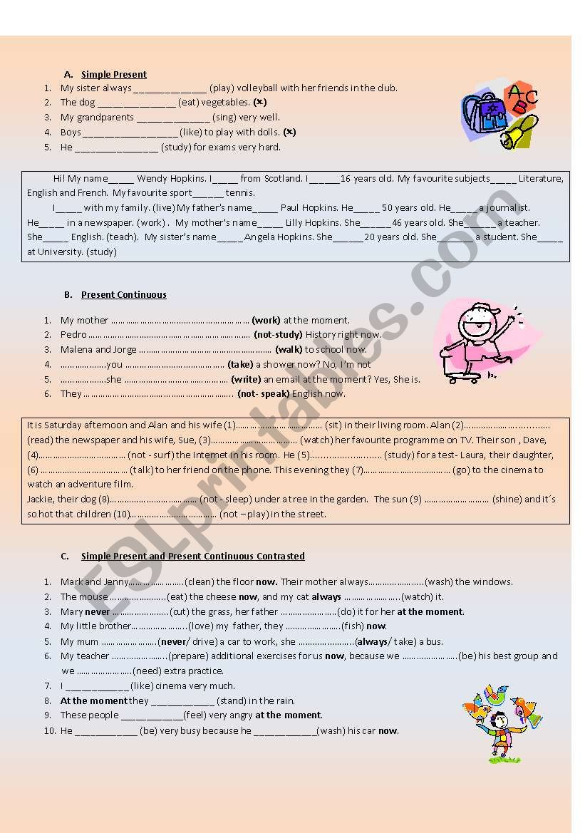 Presents´ Practice - ESL worksheet by Andreita2